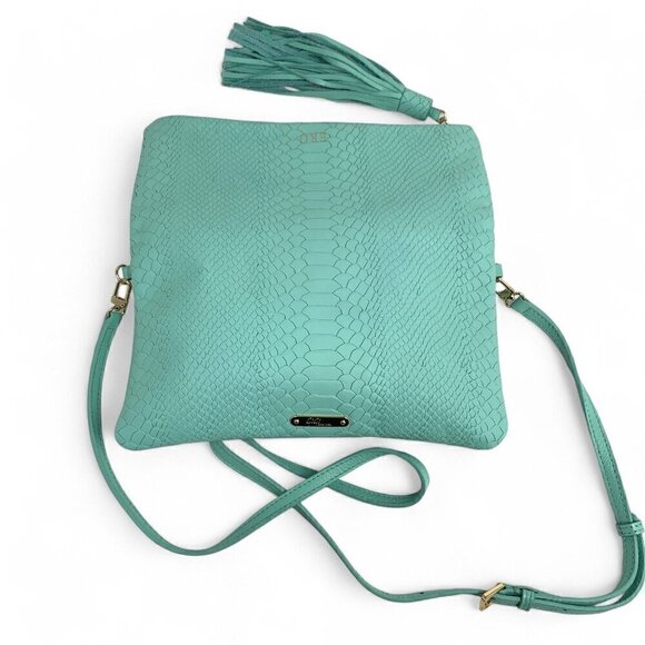 GiGi New York Stella Fold-Over Clutch Convertible Crossbody Green Leather - Picture 2 of 11